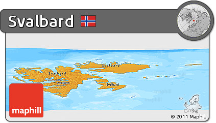 Political Panoramic Map of Svalbard, lighten, land only
