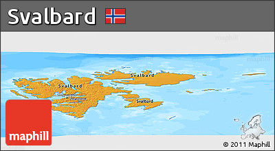 Political Panoramic Map of Svalbard, lighten, land only