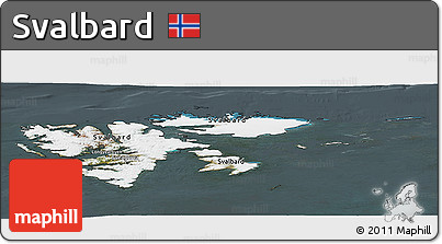 Satellite Panoramic Map of Svalbard, darken, semi-desaturated