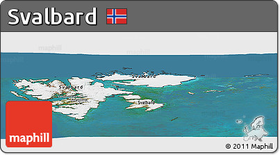 Satellite Panoramic Map of Svalbard, darken, semi-desaturated, land only
