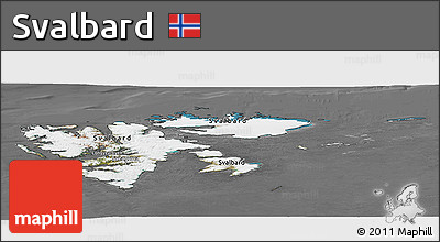 Satellite Panoramic Map of Svalbard, desaturated