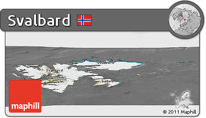 Satellite Panoramic Map of Svalbard, desaturated