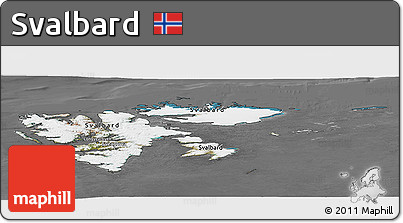 Satellite Panoramic Map of Svalbard, desaturated