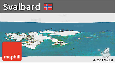 Satellite Panoramic Map of Svalbard, lighten, semi-desaturated, land only