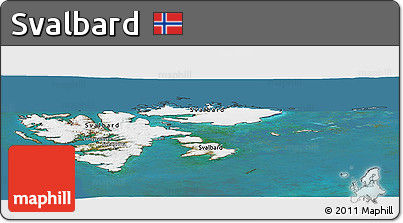 Satellite Panoramic Map of Svalbard, semi-desaturated, land only
