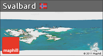 Satellite Panoramic Map of Svalbard, semi-desaturated, land only