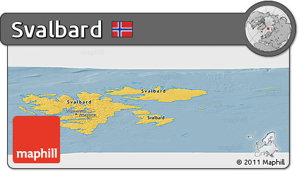 Savanna Style Panoramic Map of Svalbard, single color outside