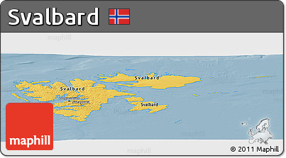 Savanna Style Panoramic Map of Svalbard, single color outside