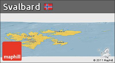Savanna Style Panoramic Map of Svalbard, single color outside
