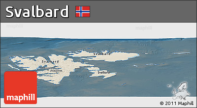 Shaded Relief Panoramic Map of Svalbard, darken