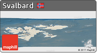 Shaded Relief Panoramic Map of Svalbard, darken