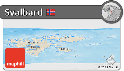 Shaded Relief Panoramic Map of Svalbard