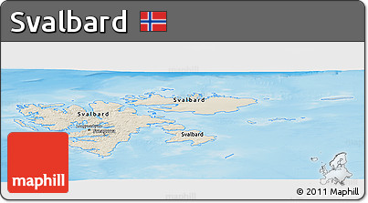 Shaded Relief Panoramic Map of Svalbard