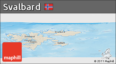 Shaded Relief Panoramic Map of Svalbard