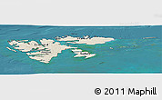 Shaded Relief Panoramic Map of Svalbard, single color outside, satellite sea