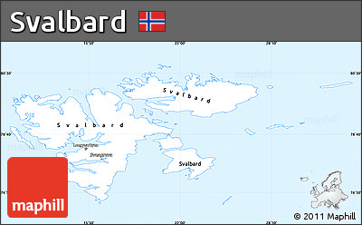 Gray Simple Map of Svalbard, single color outside