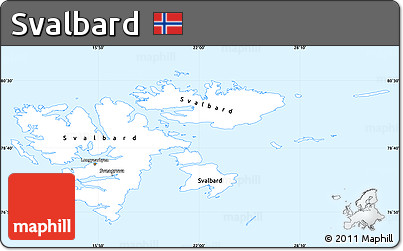 Gray Simple Map of Svalbard, single color outside
