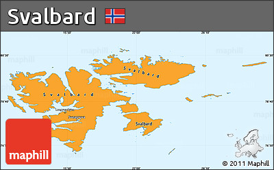 Political Shades Simple Map of Svalbard