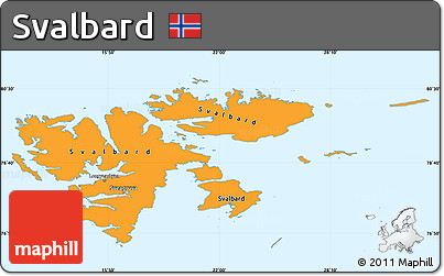 Political Shades Simple Map of Svalbard