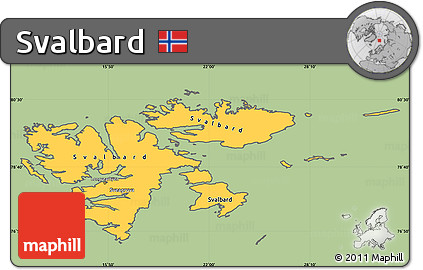 Savanna Style Simple Map of Svalbard, cropped outside
