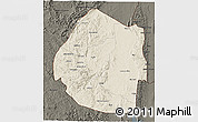 Shaded Relief 3D Map of Swaziland, darken