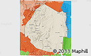 Shaded Relief 3D Map of Swaziland, political outside, shaded relief sea