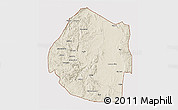 Shaded Relief 3D Map of Swaziland, single color outside