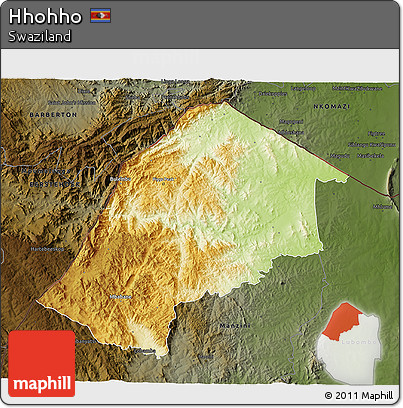Physical 3D Map of Hhohho, darken