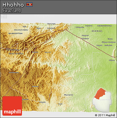 Physical 3D Map of Hhohho