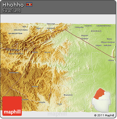 Physical 3D Map of Hhohho