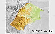 Physical 3D Map of Hhohho, lighten, desaturated