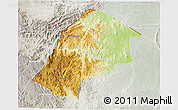 Physical 3D Map of Hhohho, lighten, semi-desaturated