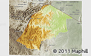 Physical 3D Map of Hhohho, semi-desaturated