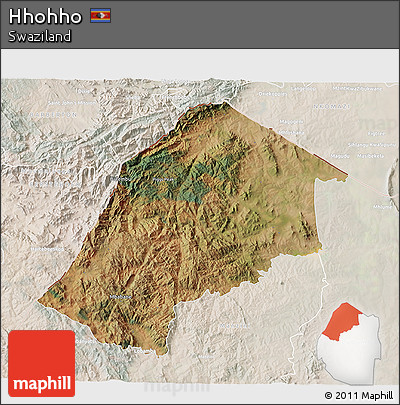 Satellite 3D Map of Hhohho, lighten