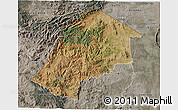 Satellite 3D Map of Hhohho, semi-desaturated