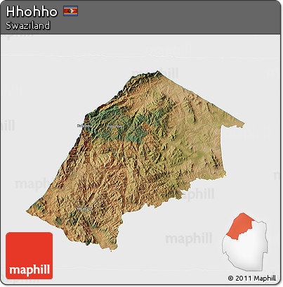 Satellite 3D Map of Hhohho, single color outside