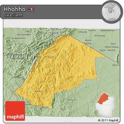 Savanna Style 3D Map of Hhohho