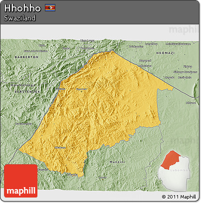 Savanna Style 3D Map of Hhohho