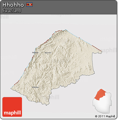 Shaded Relief 3D Map of Hhohho, cropped outside
