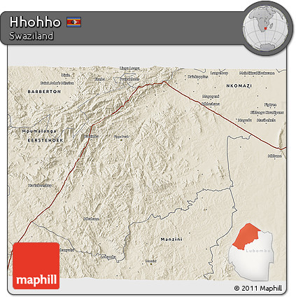Shaded Relief 3D Map of Hhohho