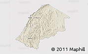 Shaded Relief 3D Map of Hhohho, single color outside