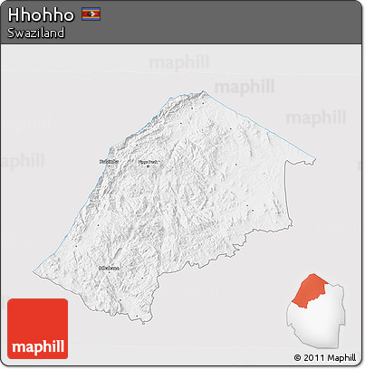 Silver Style 3D Map of Hhohho, single color outside