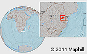Gray Location Map of Hhohho, within the entire country, hill shading