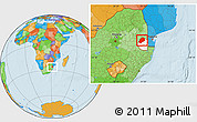 Political Location Map of Hhohho, highlighted country, within the entire country