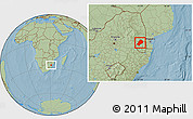 Savanna Style Location Map of Hhohho, hill shading