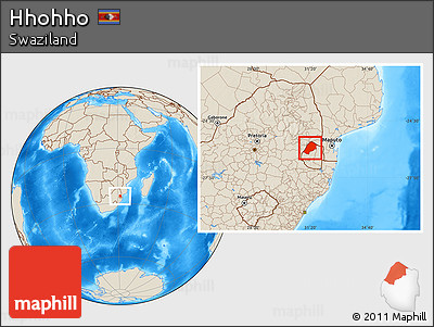 Shaded Relief Location Map of Hhohho
