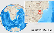 Shaded Relief Location Map of Hhohho, highlighted country