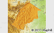 Political Map of Hhohho, physical outside