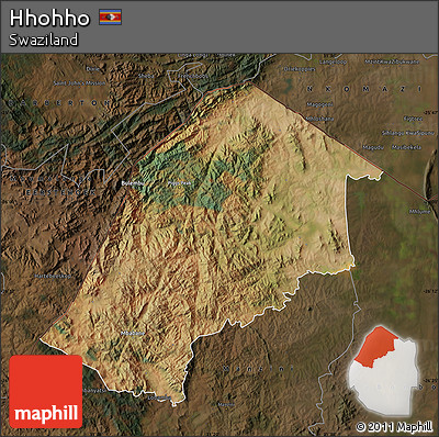 Satellite Map of Hhohho, darken