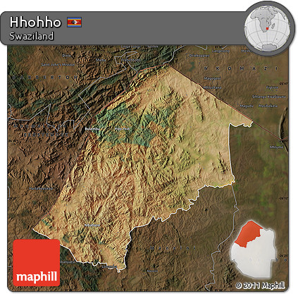 Satellite Map of Hhohho, darken